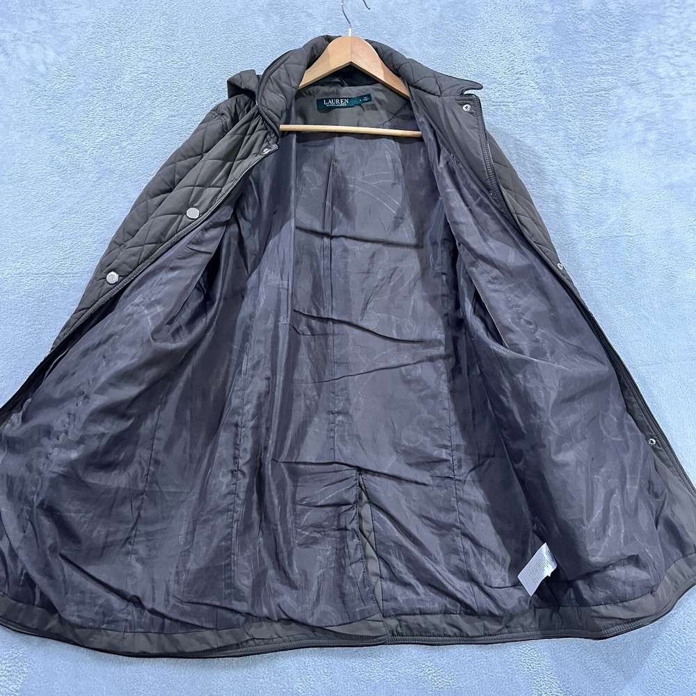 Lauren Ralph Lauren Jacket Womens Large Gray Brown Quilted Snap Lightweight Poly - Picture 10 of 15